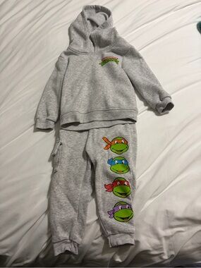 Kids Gray Teenage Mutant Ninja Turtles Hoodie & Jogger Set